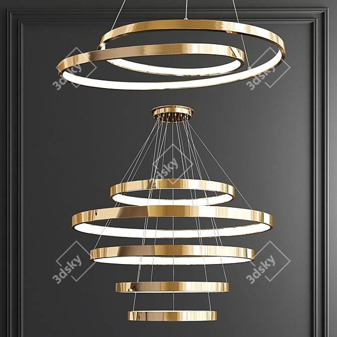 Elegant Ring Pendant Light 3D model image 4