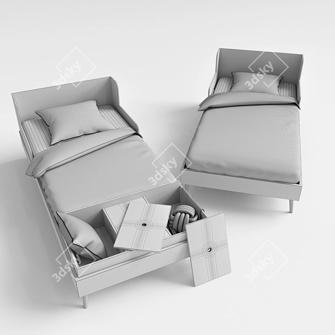 Foldable Children's Bed with Storage Drawers - Augusto 3D model image 4