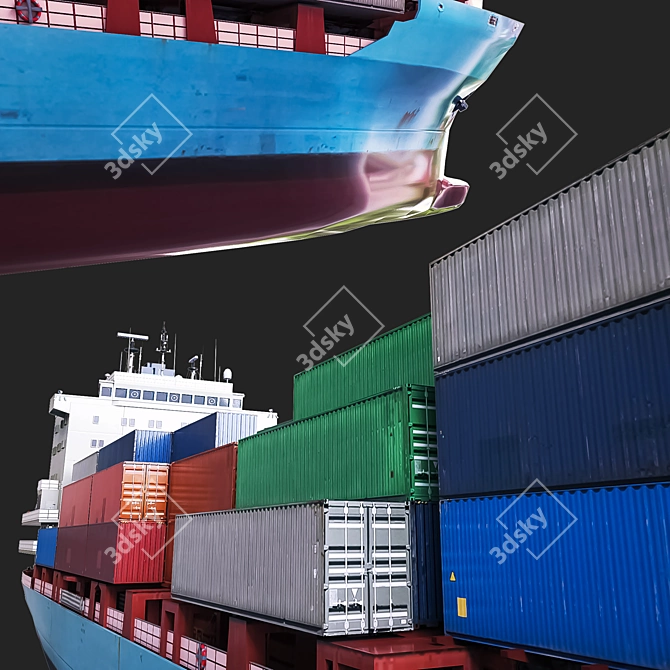 High-Quality Container Ship Model 3D model image 3