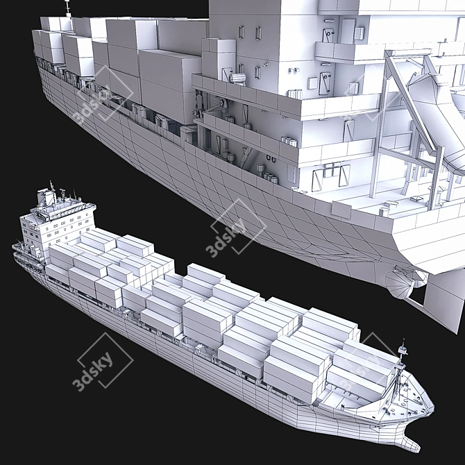 High-Quality Container Ship Model 3D model image 5