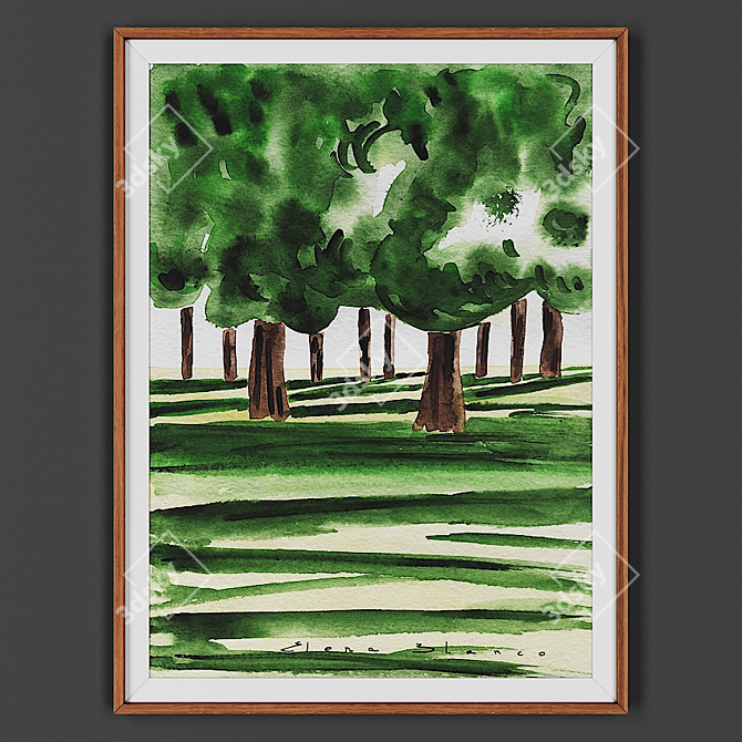 Wooden Framed Painting 3D model image 1