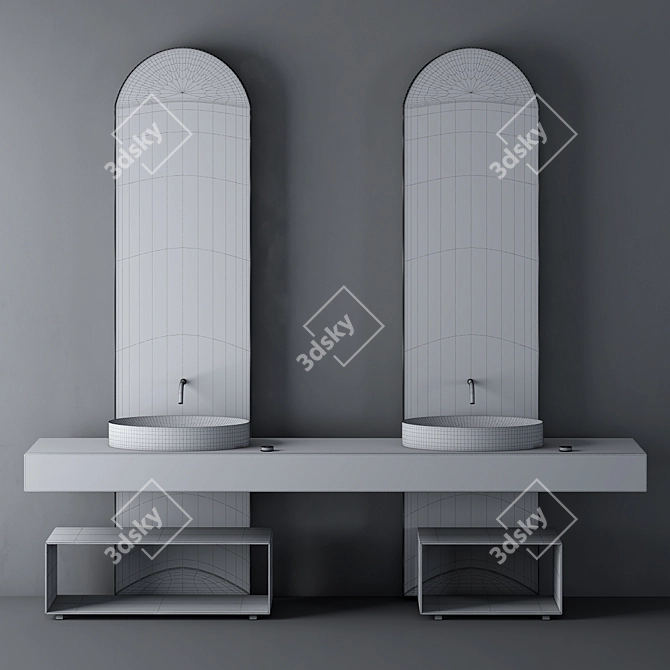 Sleek Bathroom Cabinet Set 3D model image 4