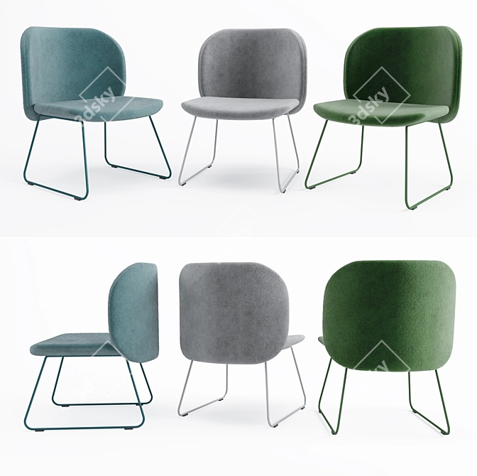 Contemporary Milan Chair in 3 Vibrant Colors 3D model image 1