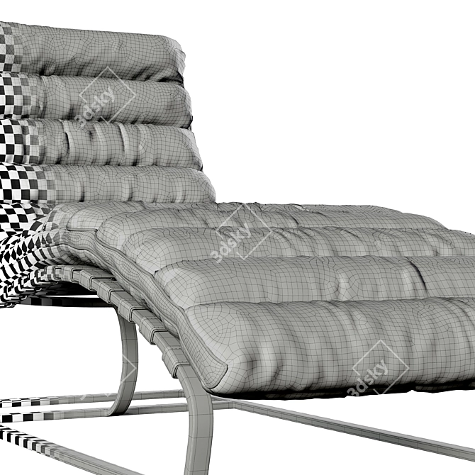 Vintage Leather Chaise Lounge 3D model image 5