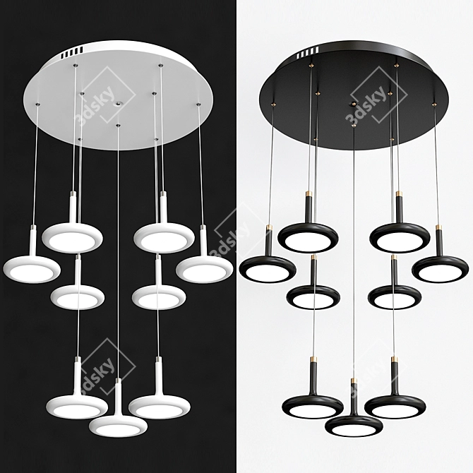 Elegant Yeanling Chandelier - 9-Light Modern Design 3D model image 1