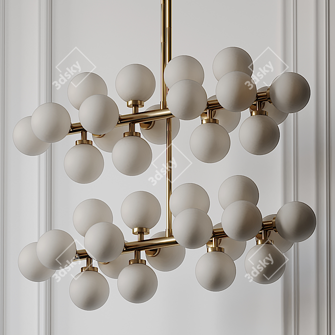 Elegant Satin Gold Chandelier 3D model image 1