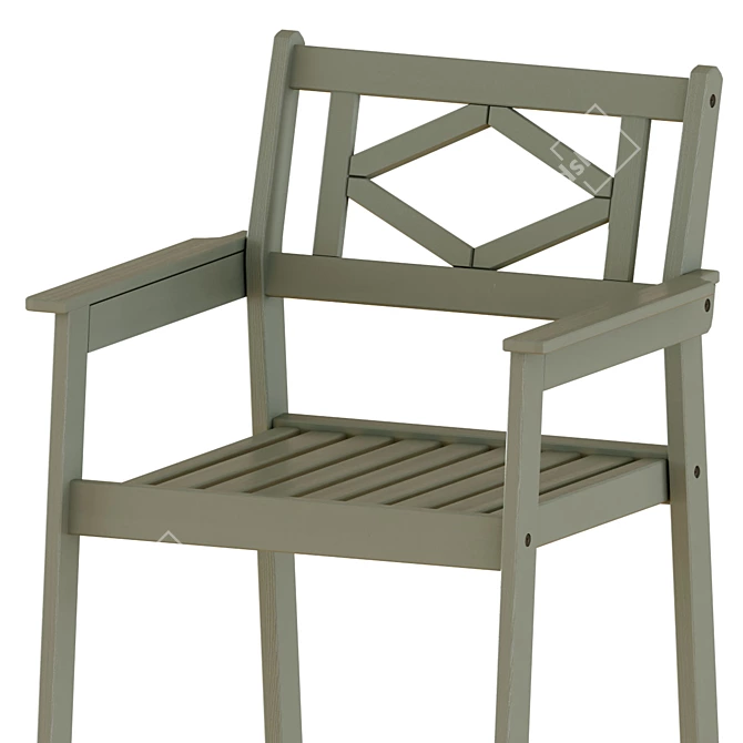 Modern Gray Outdoor Table and Chair Set 3D model image 3