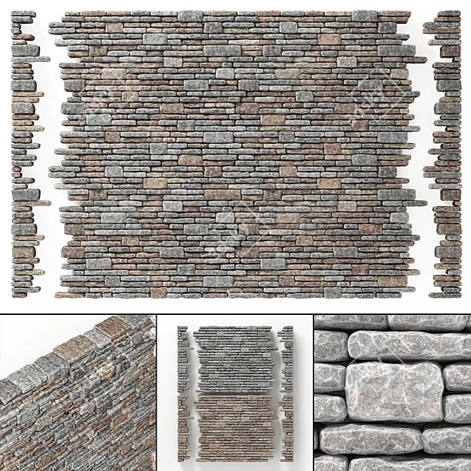 Versatile Brick Rock Texture Kit 3D model image 1