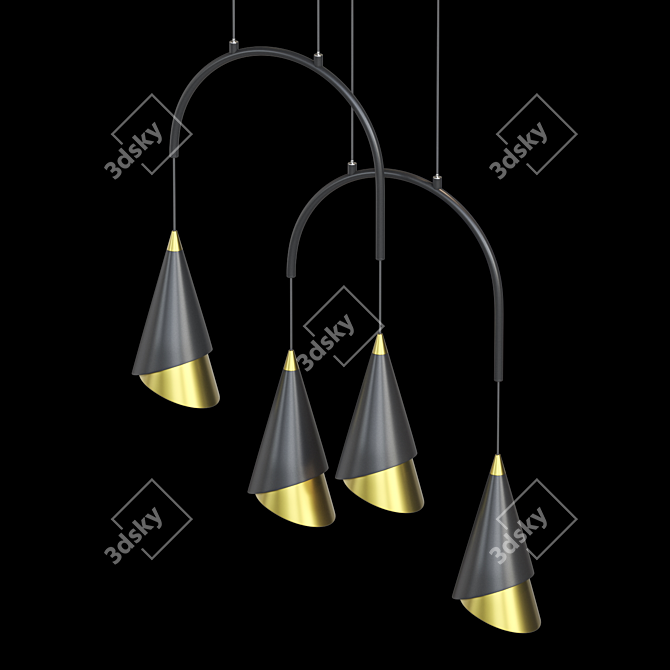Stylish Stendal 4 Lamp: Conical Shades, U-shaped Frame 3D model image 2