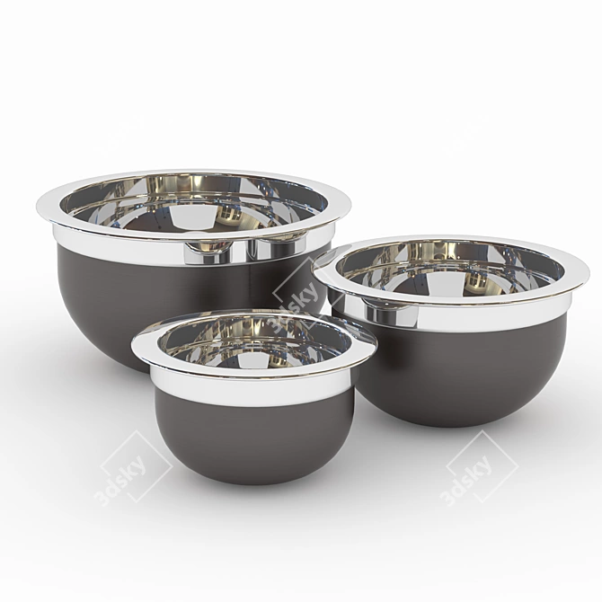 Graphite Stainless Steel Mixing Bowls 3D model image 1