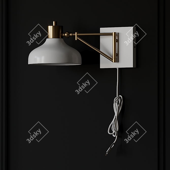 Berkeley White & Brass Swing Arm Sconce 3D model image 3