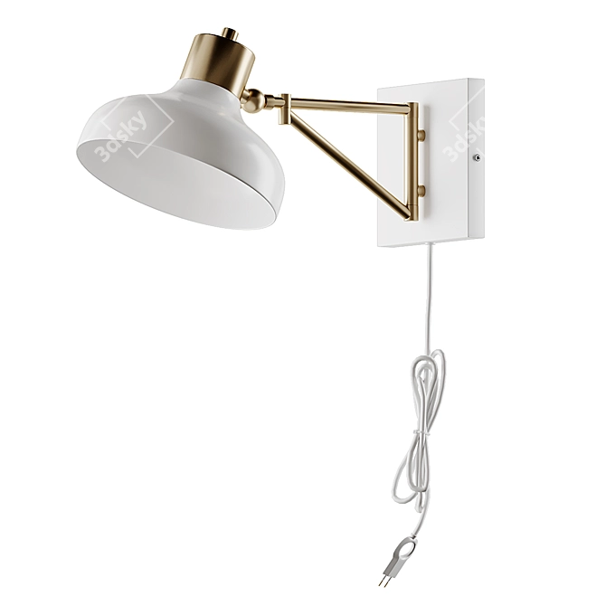 Berkeley White & Brass Swing Arm Sconce 3D model image 7