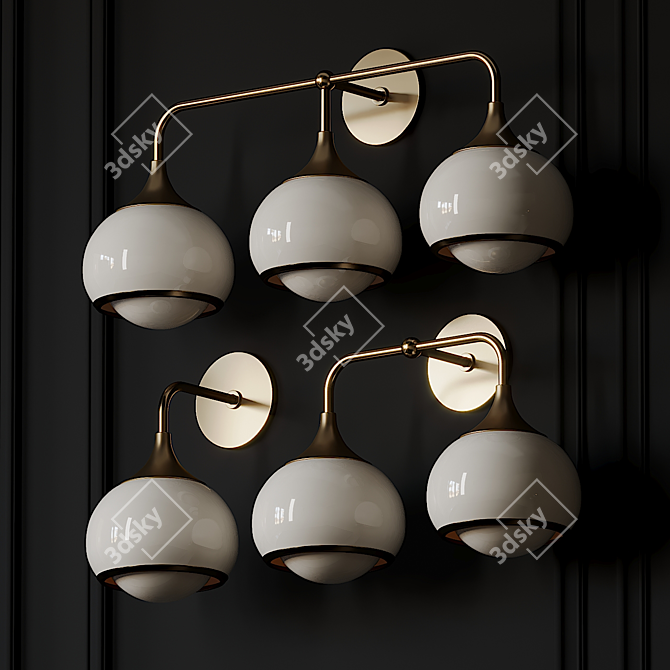 Elegant Reese Aged Brass Sconce 3D model image 2