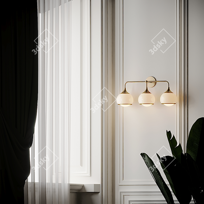 Elegant Reese Aged Brass Sconce 3D model image 6