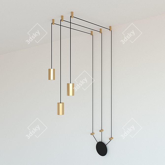 Golden Glow LED Pendant Lamp 3D model image 4