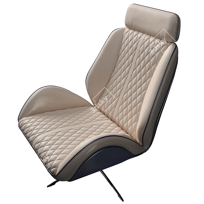 Elegant Leather Armchair & Pouf 3D model image 3