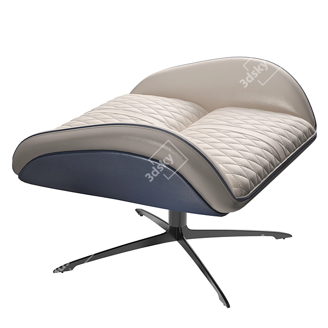 Elegant Leather Armchair & Pouf 3D model image 4