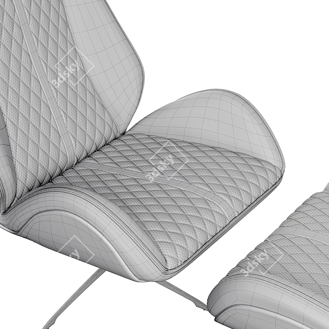 Elegant Leather Armchair & Pouf 3D model image 5