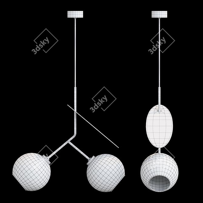 Elegant Glass Pendant Lamp 3D model image 4