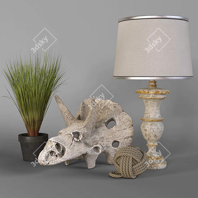 Dino Skull Decor Set 3D model image 1