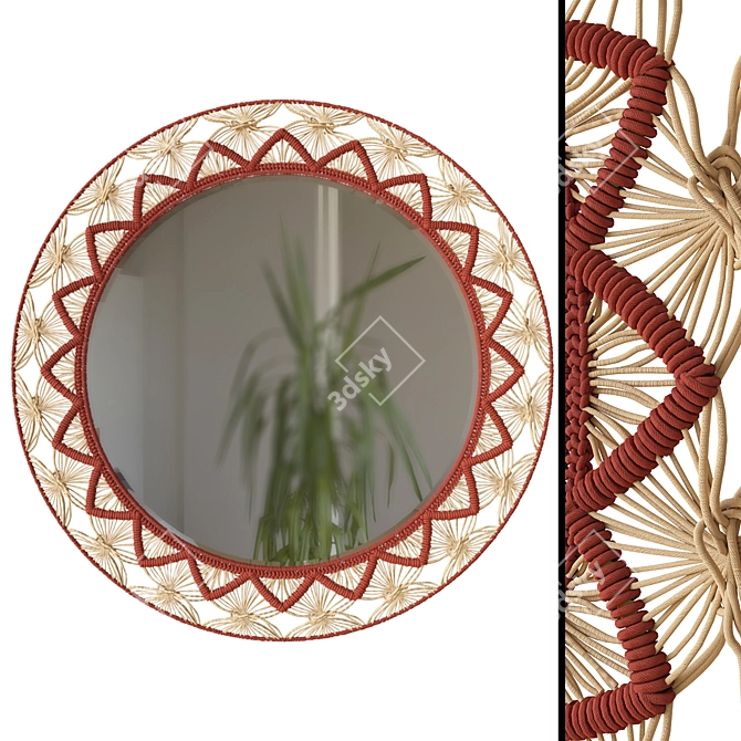 Boho Chic Macrame Mirror 3D model image 1