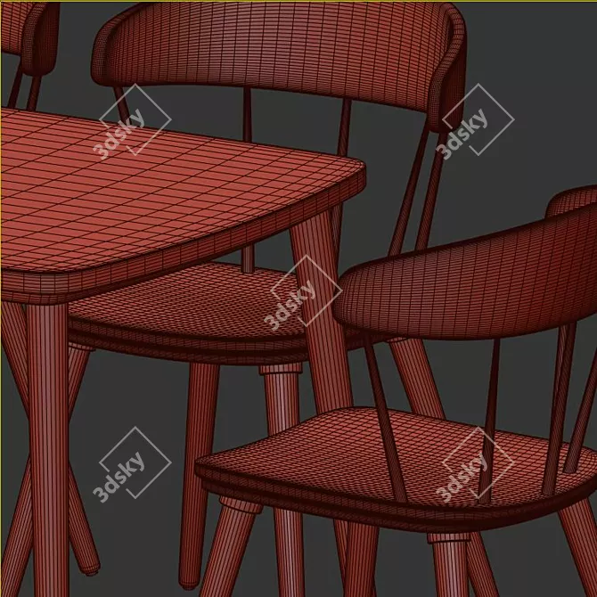 Modern OMTÄNKSAM Table & Chairs Set 3D model image 4