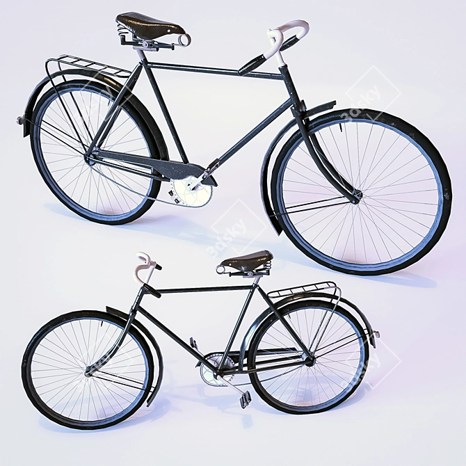 Vintage Bicycle: Textured, High Quality 3D model image 2