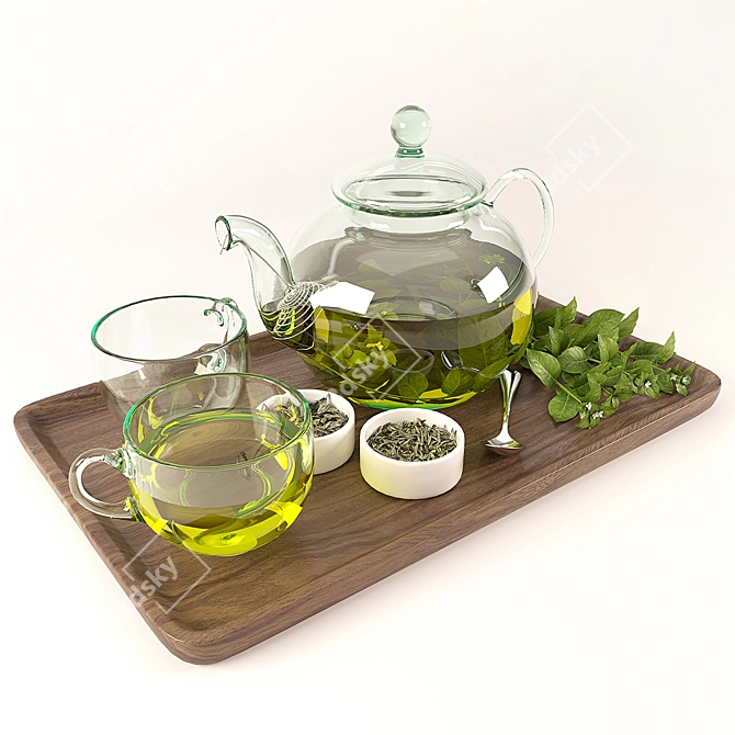 Elegant Tea Set Collection 3D model image 1