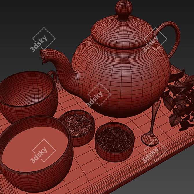 Elegant Tea Set Collection 3D model image 3