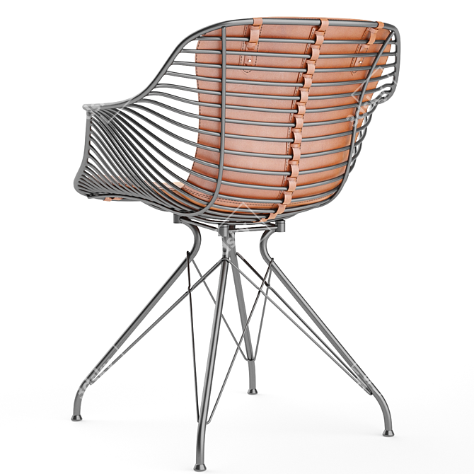 Modern Wire Leather Dining Chair 3D model image 4