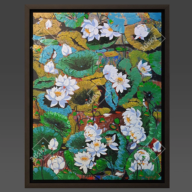  Tran Cuong Lotus Pond Oil Painting 3D model image 6