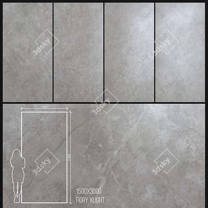 XLIGHT Fiory: 1500x3000 Ceramic Wall Tile 3D model image 1