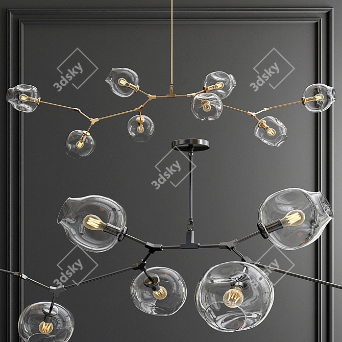 Elegant Branching Bubble Chandeliers 3D model image 2