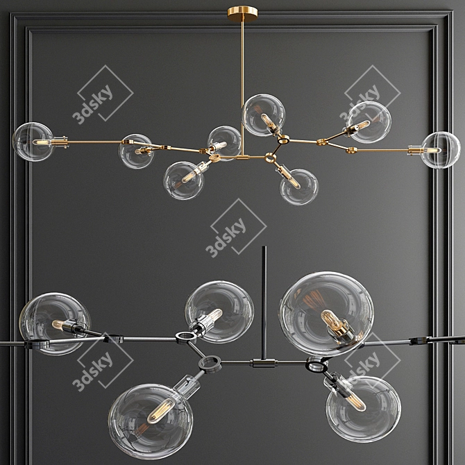 Elegant Branching Bubble Chandeliers 3D model image 4