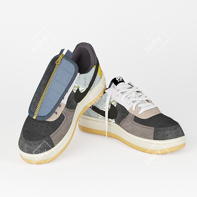 Nike Air Force 1 x Travis Scott Collaboration 3D model image 1