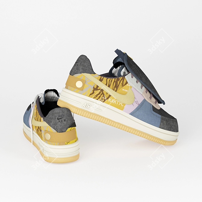 Nike Air Force 1 x Travis Scott Collaboration 3D model image 3