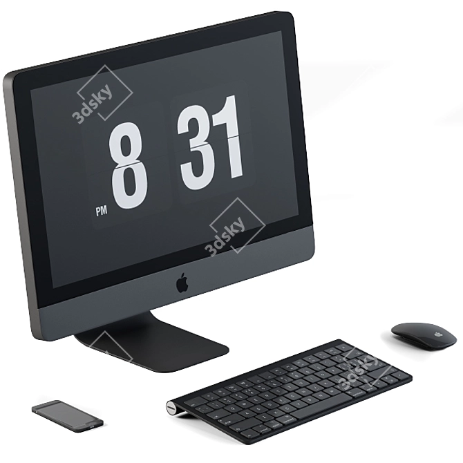 Black and White iMac Pro 3D model image 3