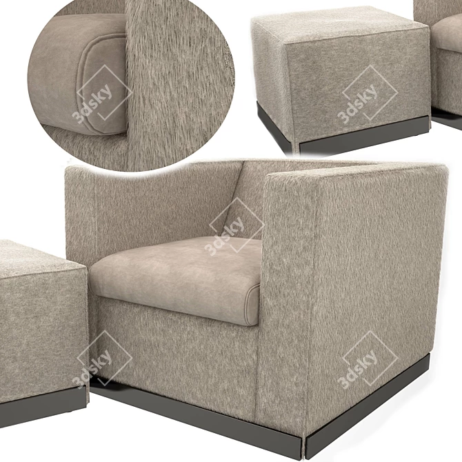 Luxury Minotti Suitcase Line & West: Stylish Chair and Ottoman 3D model image 1