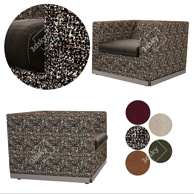 Luxury Minotti Suitcase Line & West: Stylish Chair and Ottoman 3D model image 2