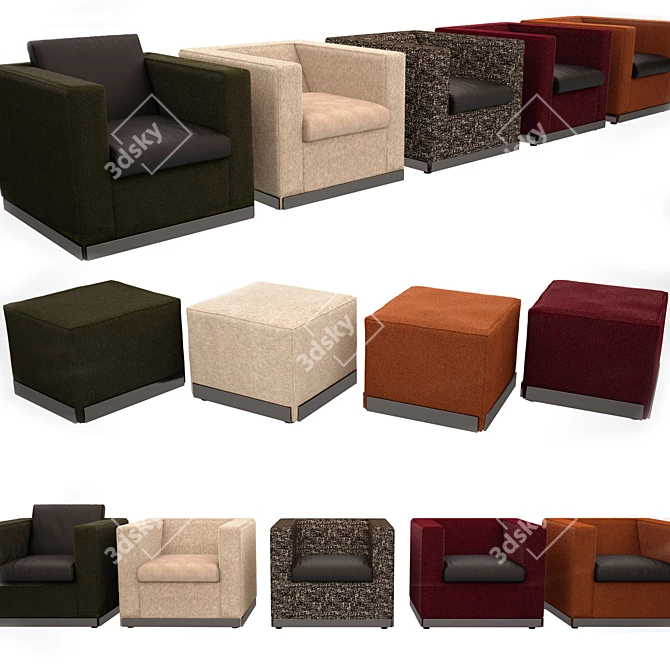 Luxury Minotti Suitcase Line & West: Stylish Chair and Ottoman 3D model image 4