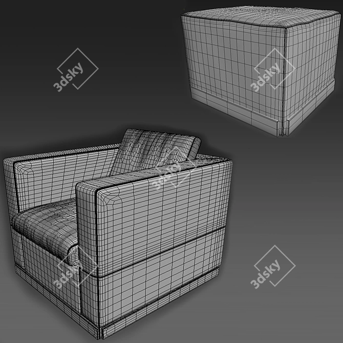 Luxury Minotti Suitcase Line & West: Stylish Chair and Ottoman 3D model image 6