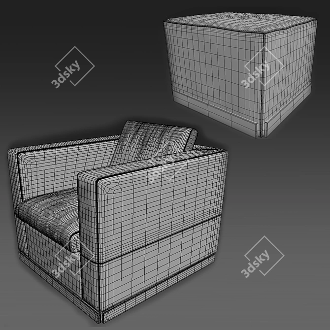 Luxury Minotti Suitcase Line & West: Stylish Chair and Ottoman 3D model image 7