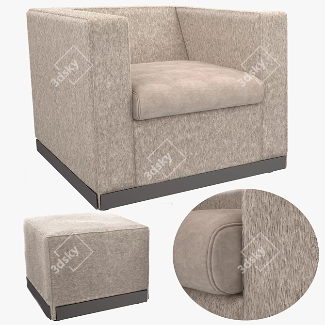 Luxury Minotti Suitcase Line & West: Stylish Chair and Ottoman 3D model image 8