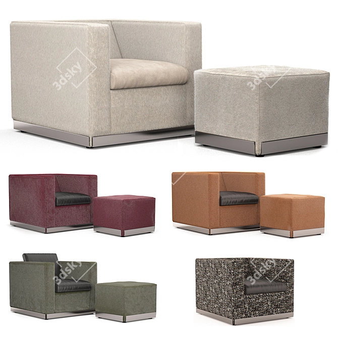 Luxury Minotti Suitcase Line & West: Stylish Chair and Ottoman 3D model image 9