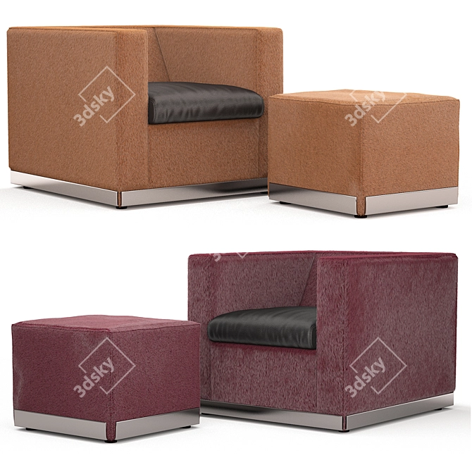 Luxury Minotti Suitcase Line & West: Stylish Chair and Ottoman 3D model image 10