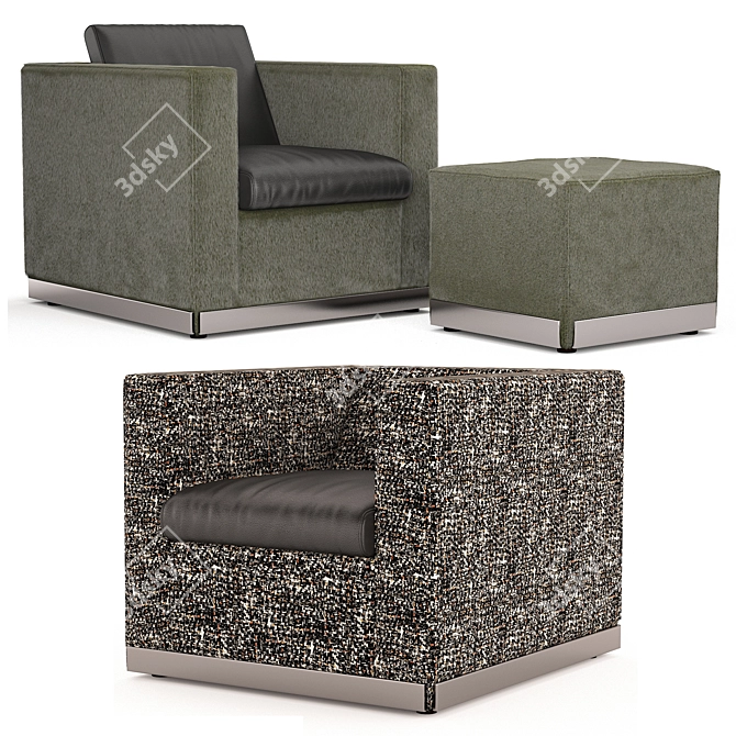 Luxury Minotti Suitcase Line & West: Stylish Chair and Ottoman 3D model image 11