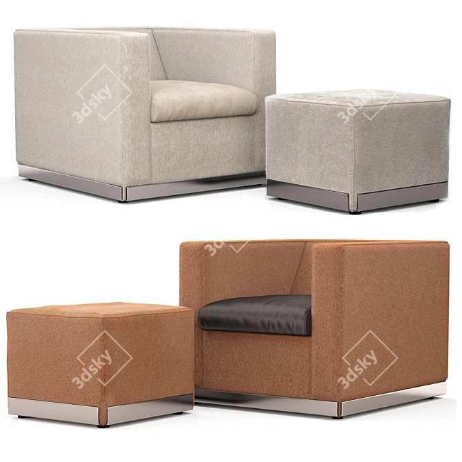 Luxury Minotti Suitcase Line & West: Stylish Chair and Ottoman 3D model image 13