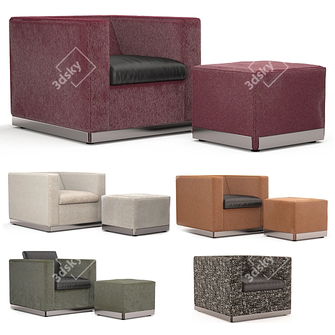 Luxury Minotti Suitcase Line & West: Stylish Chair and Ottoman 3D model image 14