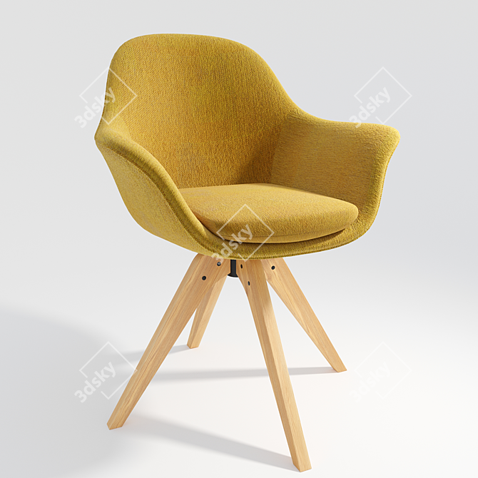 Yellow Swivel Chair Quilda 3D model image 1