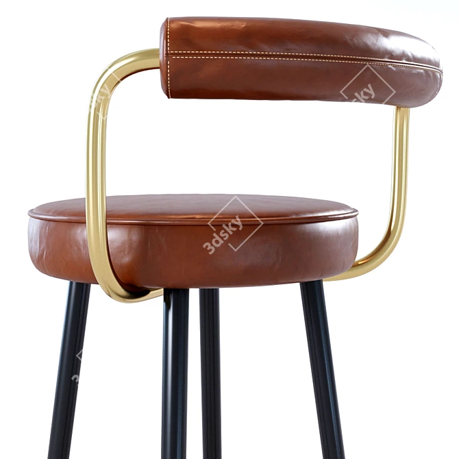 Sleek Block Bar Stool 3D model image 3